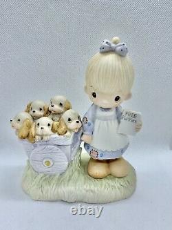 Vintage 1977 Precious Moments Free Puppies God Loveth a Cheerful Giver Enesco