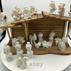 Vintage 1980 Precious Moments Nativity 13 Figurines Manger Bonus Angels Read