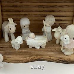 Vintage 1980 Precious Moments Nativity 13 Figurines Manger Bonus Angels Read