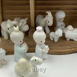 Vintage 1980 Precious Moments Nativity 13 Figurines Manger Bonus Angels Read