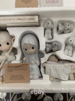 Vintage 1984 Precious Moments Come Let Us Adore Him Nativity Set WithCassette