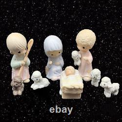 Vintage 1986 Precious Moments Come let us adore Him Nativity Set 8 Pieces