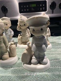 Vintage 1991 Precious Moments bless Those All Who Served 5 Figurines Total