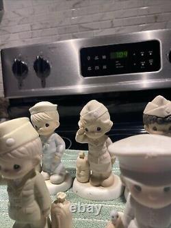 Vintage 1991 Precious Moments bless Those All Who Served 5 Figurines Total