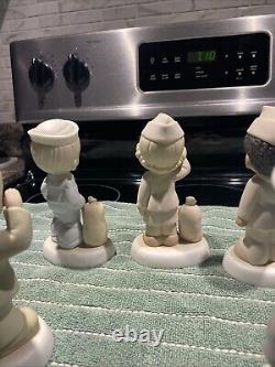 Vintage 1991 Precious Moments bless Those All Who Served 5 Figurines Total