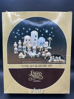 Vintage Enesco 1982 Precious Moments 11 Pc Nativity Come Let Us Adore Him WithBox