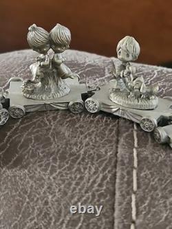Vintage Precious Moments Chapel Pewter Mini Train Set of 17 Pieces RARE Find