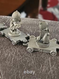 Vintage Precious Moments Chapel Pewter Mini Train Set of 17 Pieces RARE Find