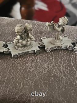Vintage Precious Moments Chapel Pewter Mini Train Set of 17 Pieces RARE Find