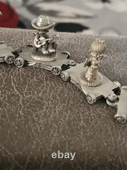 Vintage Precious Moments Chapel Pewter Mini Train Set of 17 Pieces RARE Find