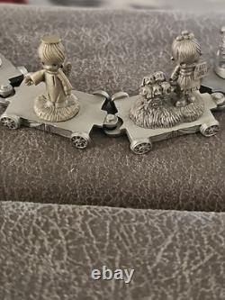 Vintage Precious Moments Chapel Pewter Mini Train Set of 17 Pieces RARE Find