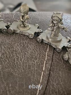 Vintage Precious Moments Chapel Pewter Mini Train Set of 17 Pieces RARE Find
