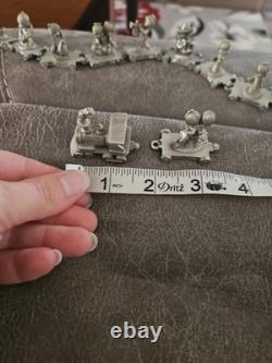 Vintage Precious Moments Chapel Pewter Mini Train Set of 17 Pieces RARE Find