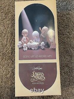 Vintage Precious Moments Manger And Come Let Us Adore Him Figurine Set New