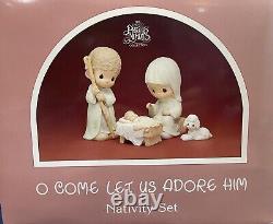 Vintage Precious Moments Nativity Set O Come Let Us Adore Him Xtra Lg 9 NIB