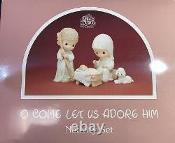 Vintage Precious Moments Nativity Set O Come Let Us Adore Him Xtra Lg 9 NIB