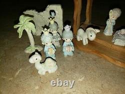 Vtg Enesco Precious Moments Miniature Christmas Nativity Scene Set Boxed 18 pcs