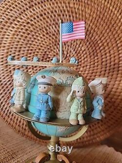 With Flag Topper'91 Enesco Precious Moments Musical Box Bless Those Who Serve