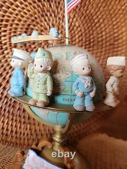 With Flag Topper'91 Enesco Precious Moments Musical Box Bless Those Who Serve