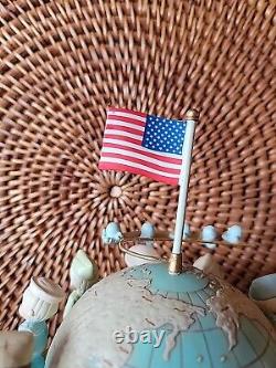 With Flag Topper'91 Enesco Precious Moments Musical Box Bless Those Who Serve