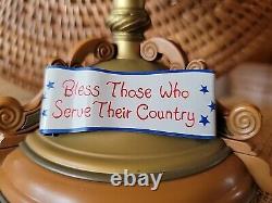 With Flag Topper'91 Enesco Precious Moments Musical Box Bless Those Who Serve
