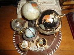 World Globes Semi Precious Stones Inlay Lot Of 4 Plus 2 Other Globes Xlnt